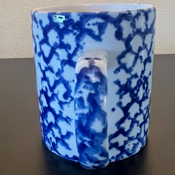 3 GIBSON Blue Heart Spongeware Mugs  ~ Cottagecore ~ Blue & White Sponge Ware - Picture 6 of 11